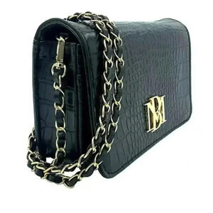 Badgley Mischka Black Crossbody Crocodile Bag / Clutch